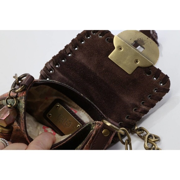 RAFE Multicolor Snake Print Leather Whipstitch Trim Chain Mini Crossbody Bag - Picture 10 of 10